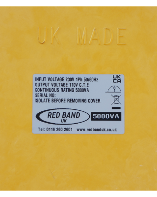 Red Band 5kVA Continuous Transformer 1 x 16A, 1 x 32A - 110V Red Band 5kVA Continuous Transformer 1 x 16A, 1 x 32A - 110V