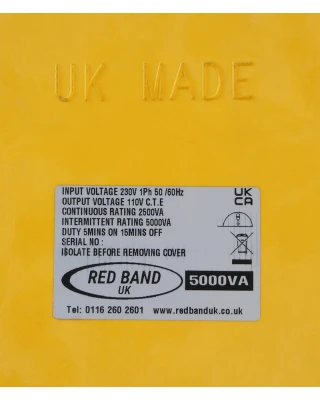 Red Band Standard 5kVA Tool Transformer 2 x 16A, 1 x 32A - 110V