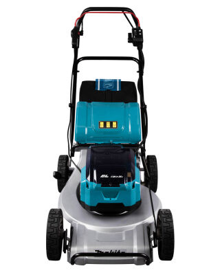 Makita DLM533PT4 LXT Brushless Lawn Mower 53CM with 4X 5.0AH Batteries and DC18RD Twin Port Charger - Aluminium Deck - Self-propelled - 36V Battery Makita DLM533PT4 LXT Brushless Lawn Mower 53CM with 4X 5.0AH Batteries and DC18RD Twin Port Charger - Aluminium Deck - Self-propelled - 36V Battery