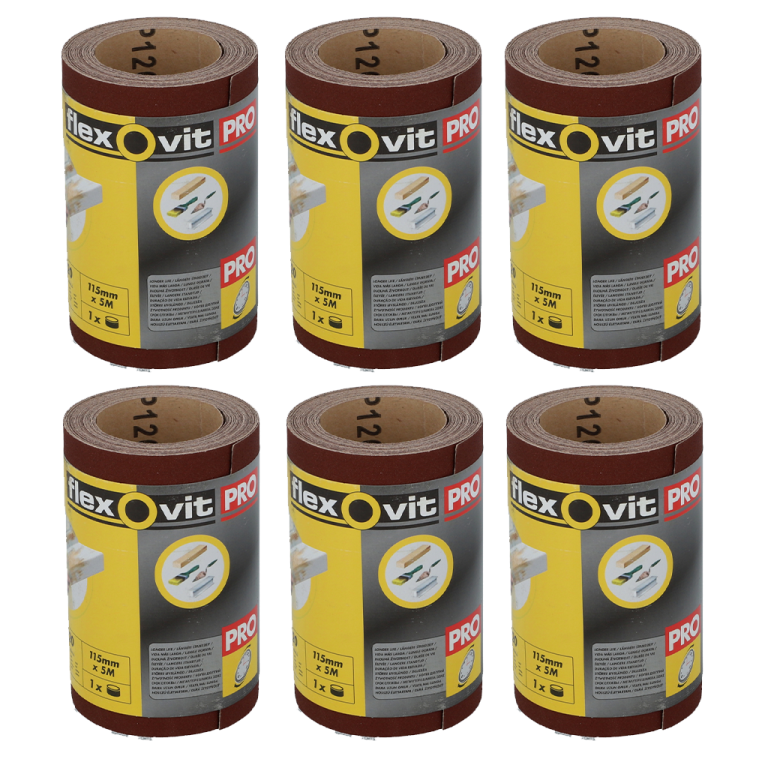 6 x Flexovit 80 Grit 115mm x 5m 6 x Flexovit 80 Grit 115mm x 5m